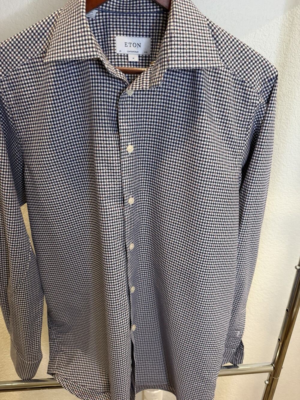 Eton Contemporary Fit Men’s M 40 15 3/4 Check Multicolor Cotton Dress Shirt